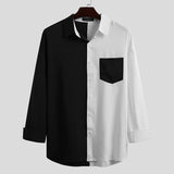 Mens Stand Collar Patchwork Loose Causal Shirts SKUG49059