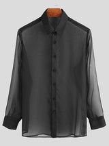 Mens Transparent Mesh Long Sleeve Shirts SKUD53139