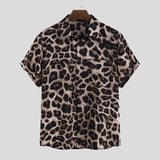 Mens Leopard Print Casual Short Sleeve Shirts SKUE22621