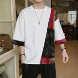 Mens Ethnic Print Patchwork Casual Short Sleeve T-Shirts SKUE66805