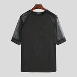 Mens See Through Mesh Short Sleeve Slim Fit T-Shirts SKUE64719