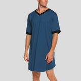 Men's Patchwork V-neck Short Sleeve Robe SKUF36877