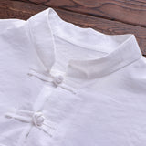 Mens Retro Button Linen Short Sleeve Shirts SKUA81984