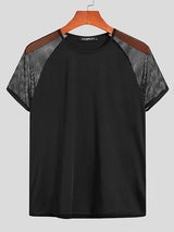 Men's Sexy Patchwork Mesh Short Sleeve T-shirts SKUH39435