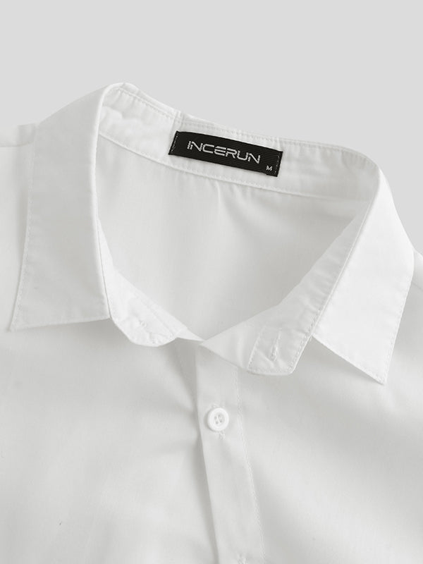 Mens Asymmetric Hem Long Sleeve Shirts SKUE21164