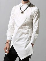 Mens Asymmetric Hem Long Sleeve Shirts SKUE21164