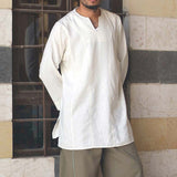 Mens V-Neck Linen Long Sleeve T-Shirts SKUF72896