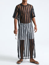 Mens Sexy Mesh Striped See-through Robes SKUH32611