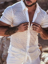 Men's Sexy Lace Short Sleeve Shirts SKUH43089